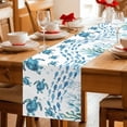 thumbnail image 5 of Blue Coastal Sea Turtles Table Runner 90 Inches, Fish Coral Ocean Life Underwater Bed Runner Dresser Scarves Tabletop for Indoor Outdoor Parties/Ceremony/Banquet, 13" x 90", 5 of 9
