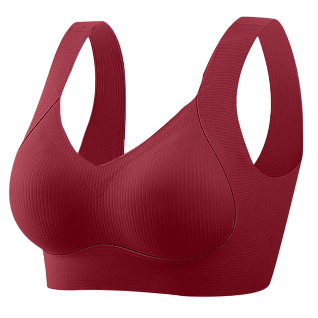 Xdegoge Seamless Wireless Bra for Women Comfort Lift Bralette Ribbed Knit Fabric Wide Straps Stretchy Breathable Everyday Wear Supportive Yoga Sports Bra Removable Pads Lightweight Intimate Tops