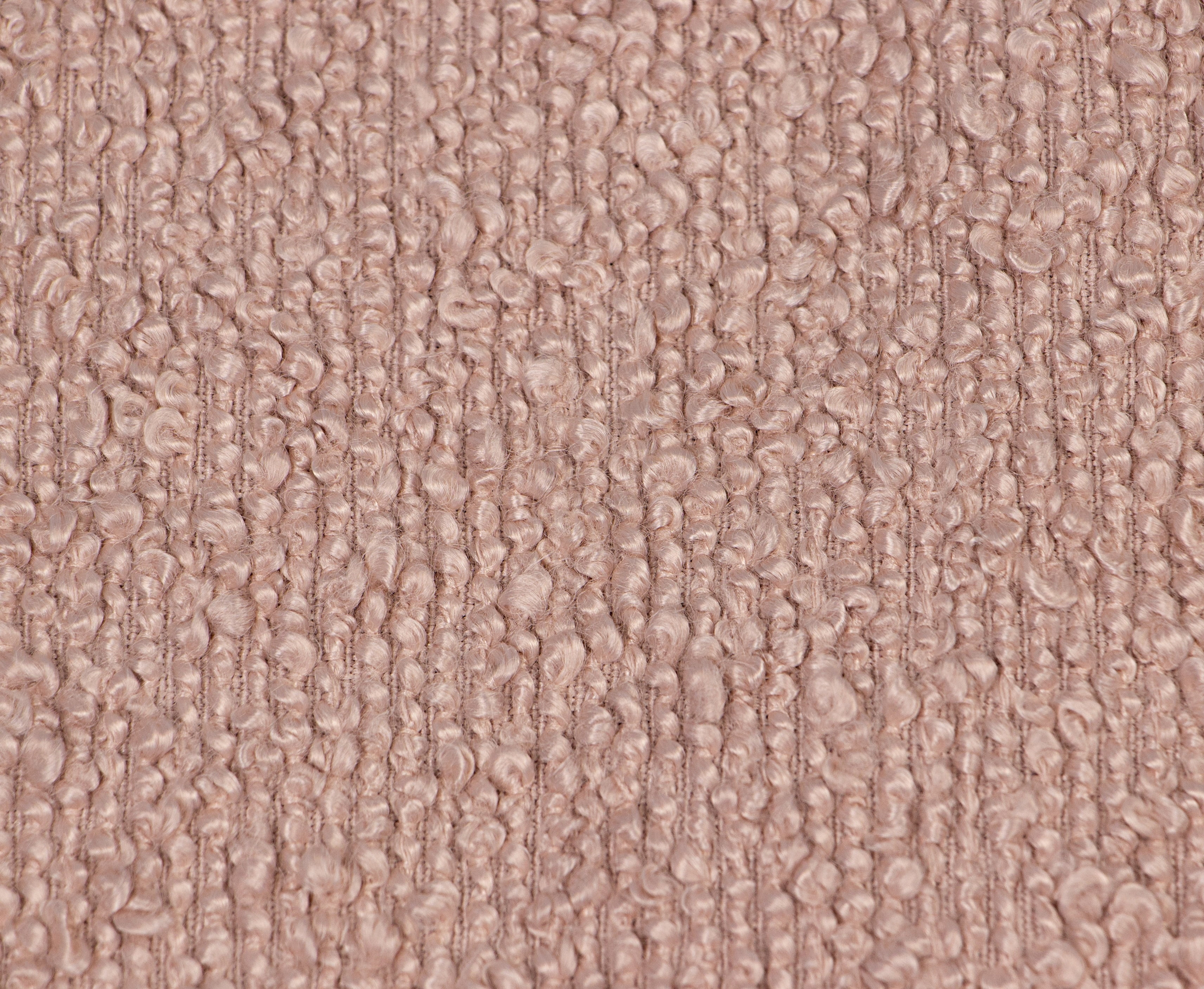 HomePop Luna Round Upholstered Ottoman, Pink Boucle