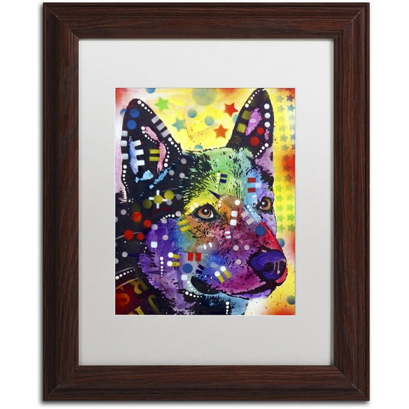 Trademark Fine Art "Aus Cattle Dog" Canvas Art by Dean Russo, White Matte, Wood Frame