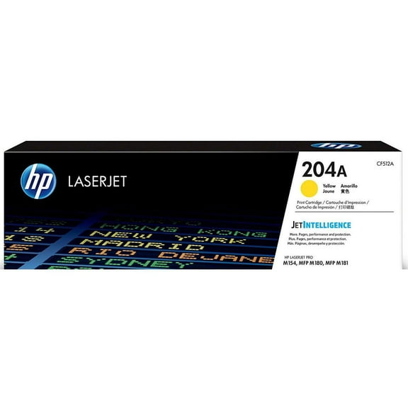 HP 204A Yellow Original LaserJet Toner Cartridge for LaserJet Pro MFP M180nw, 900 Pages Yield