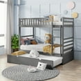 thumbnail image 1 of UHOMEPRO Twin Over Twin Bunk Bed with Trundle, Wood Bunk Beds with Ladder and Safety Guardrail, Kids Bunk Beds for Boys Girls, Heavy Duty Bedroom Furniture, No Box Spring Needed, Gray, Q13288, 1 of 12