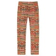 thumbnail image 2 of Richie House Little Girls Orange Geometric Patterned Stretch Pants 2/3, 2 of 2