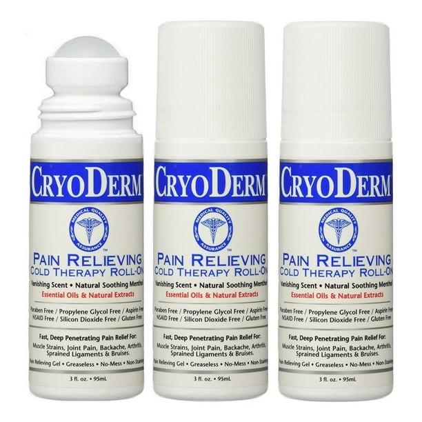 Cryoderm Pain Relieving Cold Therapy RollOn 3Pack FastActing