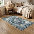 thumbnail image 2 of ODIKA 5'x7' Washable Area Rug Non-Slip, Low Pile, Stain Resistant Geometric Boho Medallion With Distressed Vintage Lattice And Trim for Guest Room, Lounge, Apartment, 2 of 7