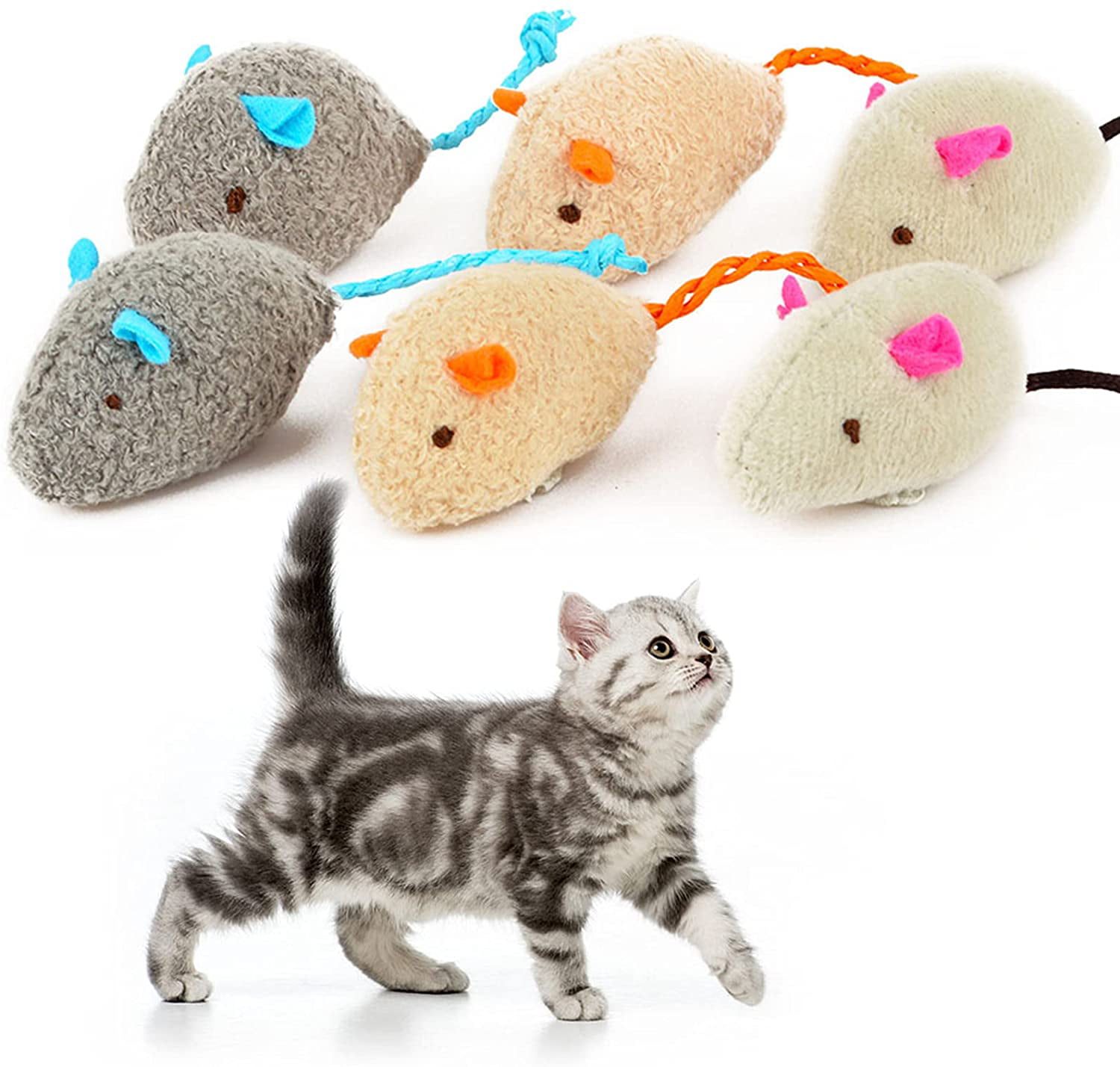 Cat Toy Funny Plush Mouse Mice Shaped Play Pet Kitten with Catnip Supply 10pcs 