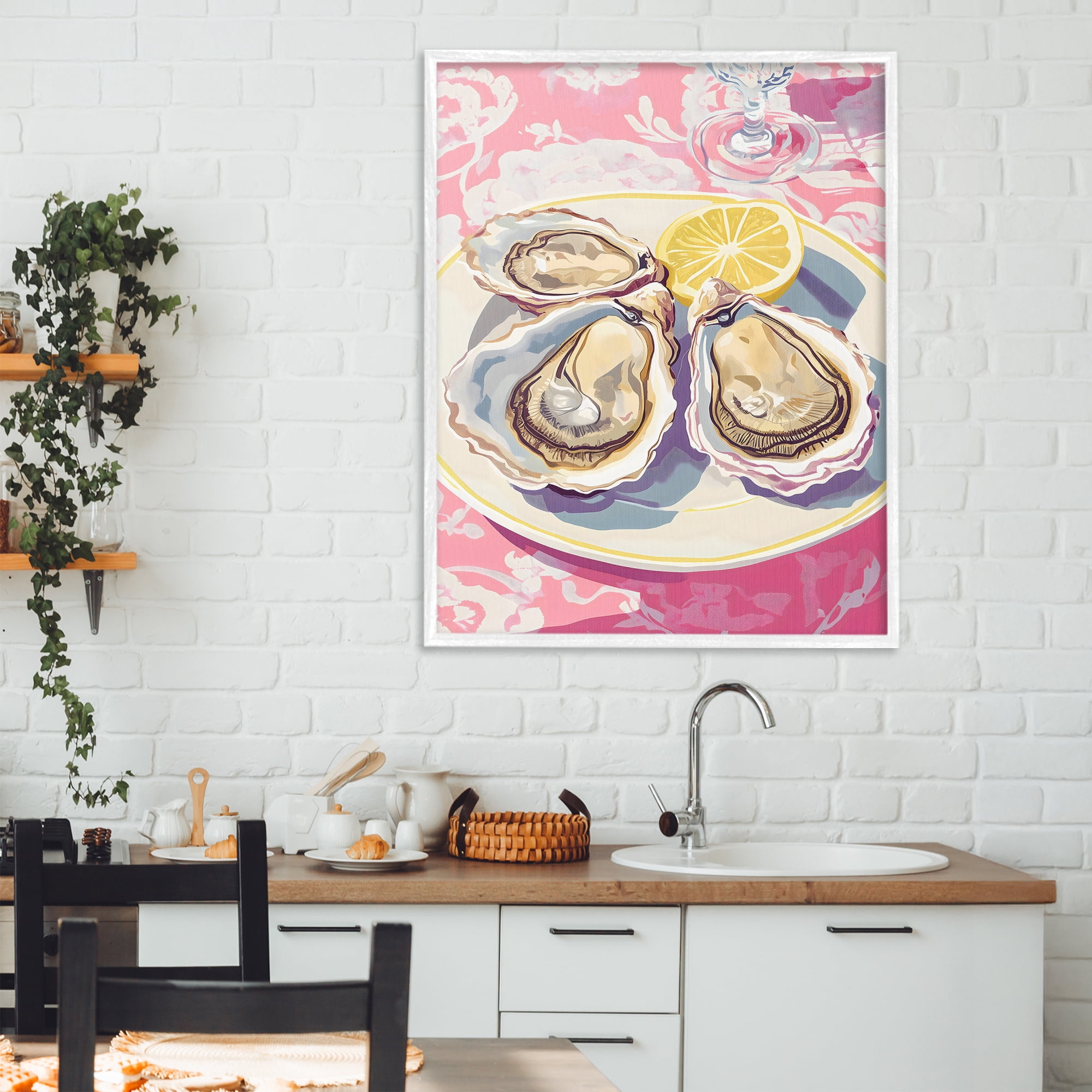 Stupell Industries Plated Oysters & Lemons White Framed Giclee Art, design by The Prints Vibe