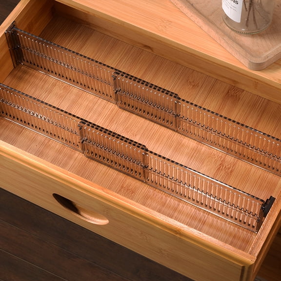 Washranp 2Pcs Drawer Dividers Organizers,Sturdy Adjustable Expandable Clear Plastic Drawers Separators for Clothing Kitchen Utensils and Office Storage