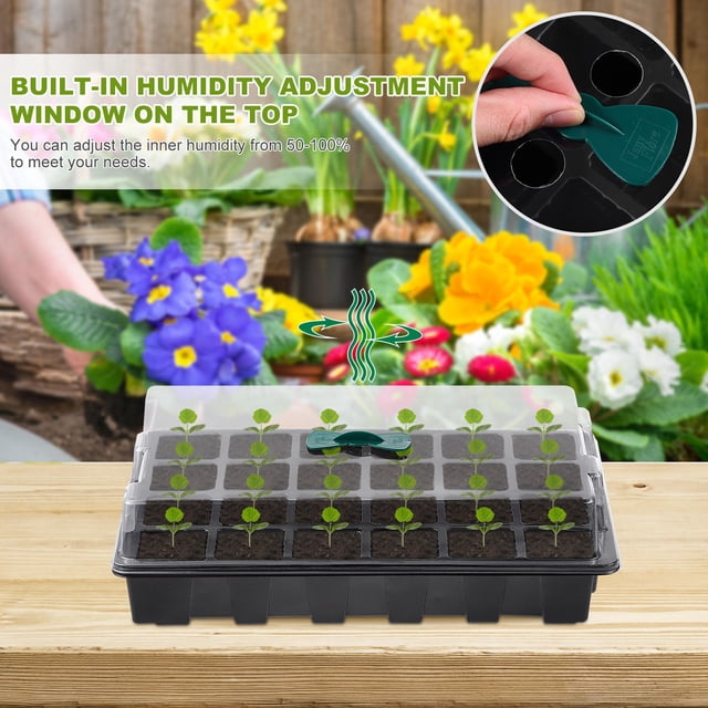 KALLORY 3Ud Bandejas Starter Para Germinación De Plantas Con Material Plástico Resistente Y Color Negro