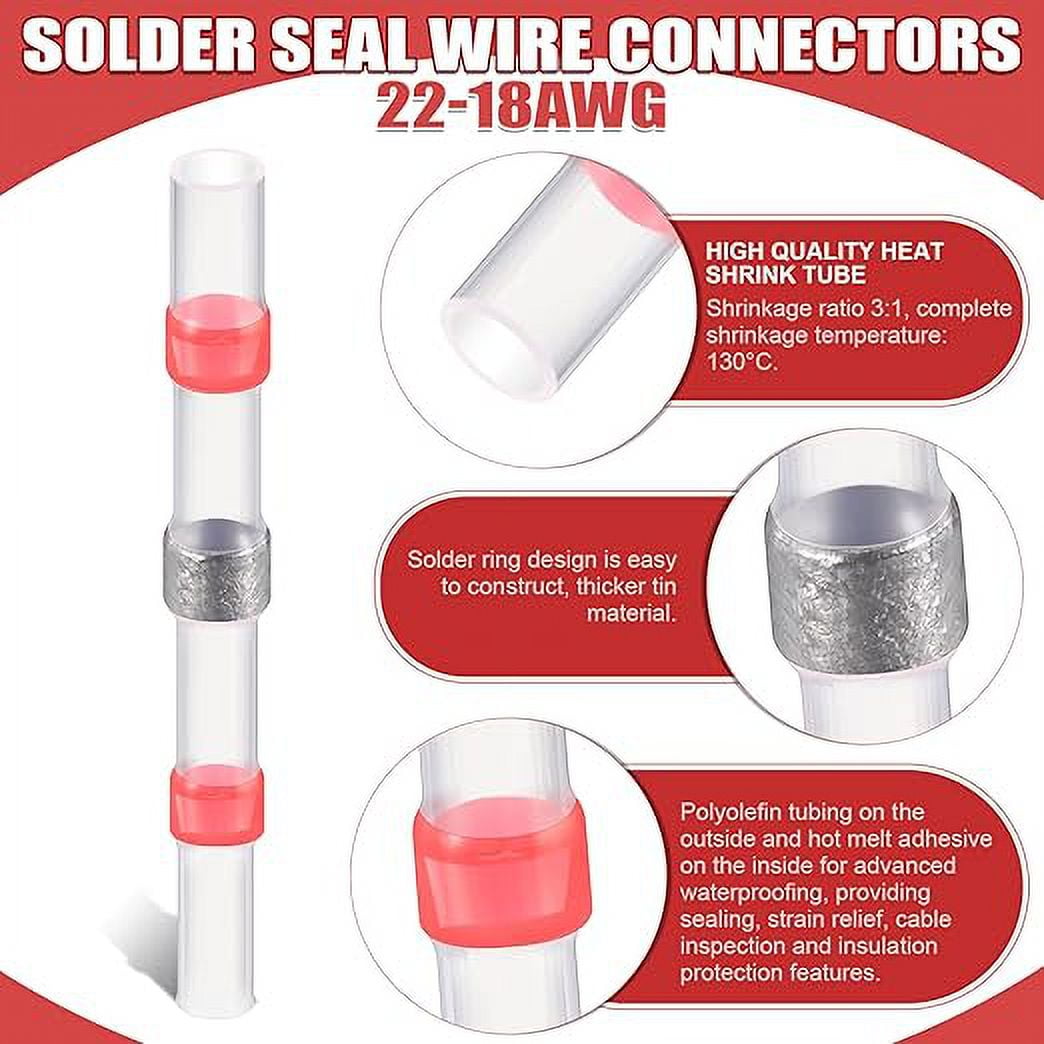 Namzi 100 red welding sealed, heat shrink docking connector, AWG 22-18 wire welding connector, used for terminal waterproof wire joint connector of marine vehicles and ships