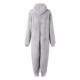 thumbnail image 7 of PXLKNZH Womens Fleece Onesie Plus Size Solid Color Pajamas Jumpsuit Warm Sherpa Romper Sleepwear One Piece Zipper Lounge Hooded Playsuit Gray,L, 7 of 7