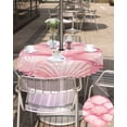 thumbnail image 5 of Fsddascl Pink Shell Coastal Outdoor Tablecloth - 60 Inch Round Dining Table Cover, Nautical Ocean Summer Beach Waterproof Outdoor Table Cloth with Umbrella Hole & Zipper for Picnic/Patio/Party, 5 of 7