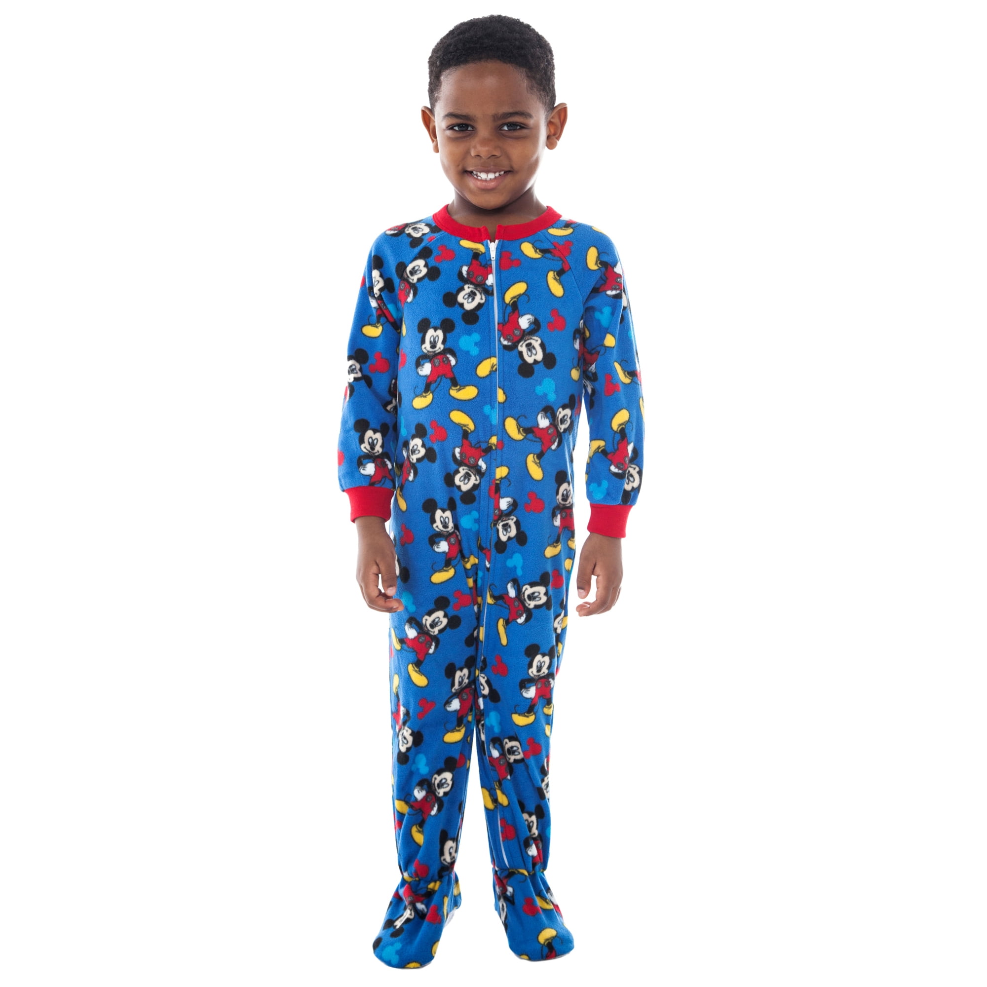 Toddler Boys Mickey Mouse One Piece Zip Footed Fleece Pajama Walmart Canada