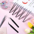 thumbnail image 7 of 10 Pieces Tweezers for Crafting Stainless Steel Curved Pointed Tweezers Precision Sticker Tweezer with Protective Cover for Eyelash Extensions Stickers Rhinestones Crafts (Black), 7 of 7