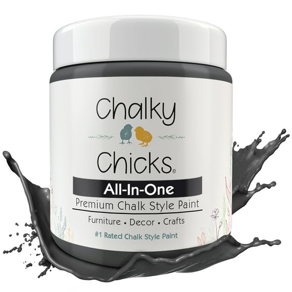 Chalky Chicks 8 Fl Oz Matte Gun Metal Gray (Dark Gray) Chalk Paint for Furniture Without Sanding - No Prep Furniture Paint No Sanding All in One for Crafts, Walls, Cabinet, Metal, Dresser, Farmhouse