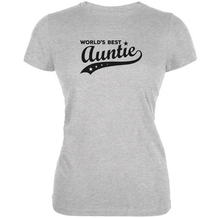 World's Best Auntie Heather Grey Juniors Soft (Best Soft T Shirts)