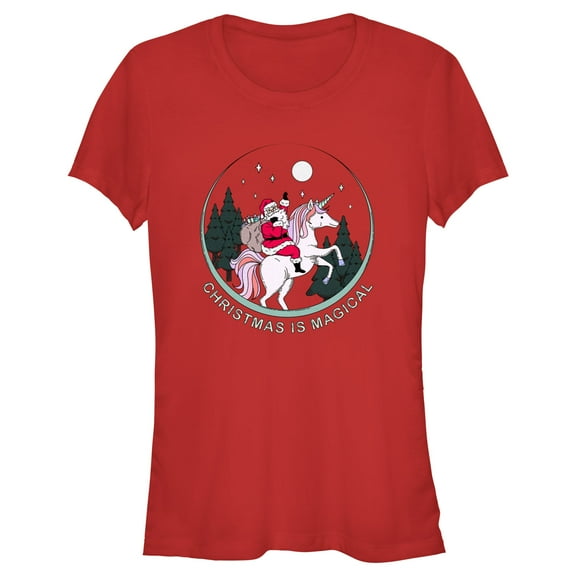 Junior's Lost Gods Christmas Is Magical Graphic Tee Red Large