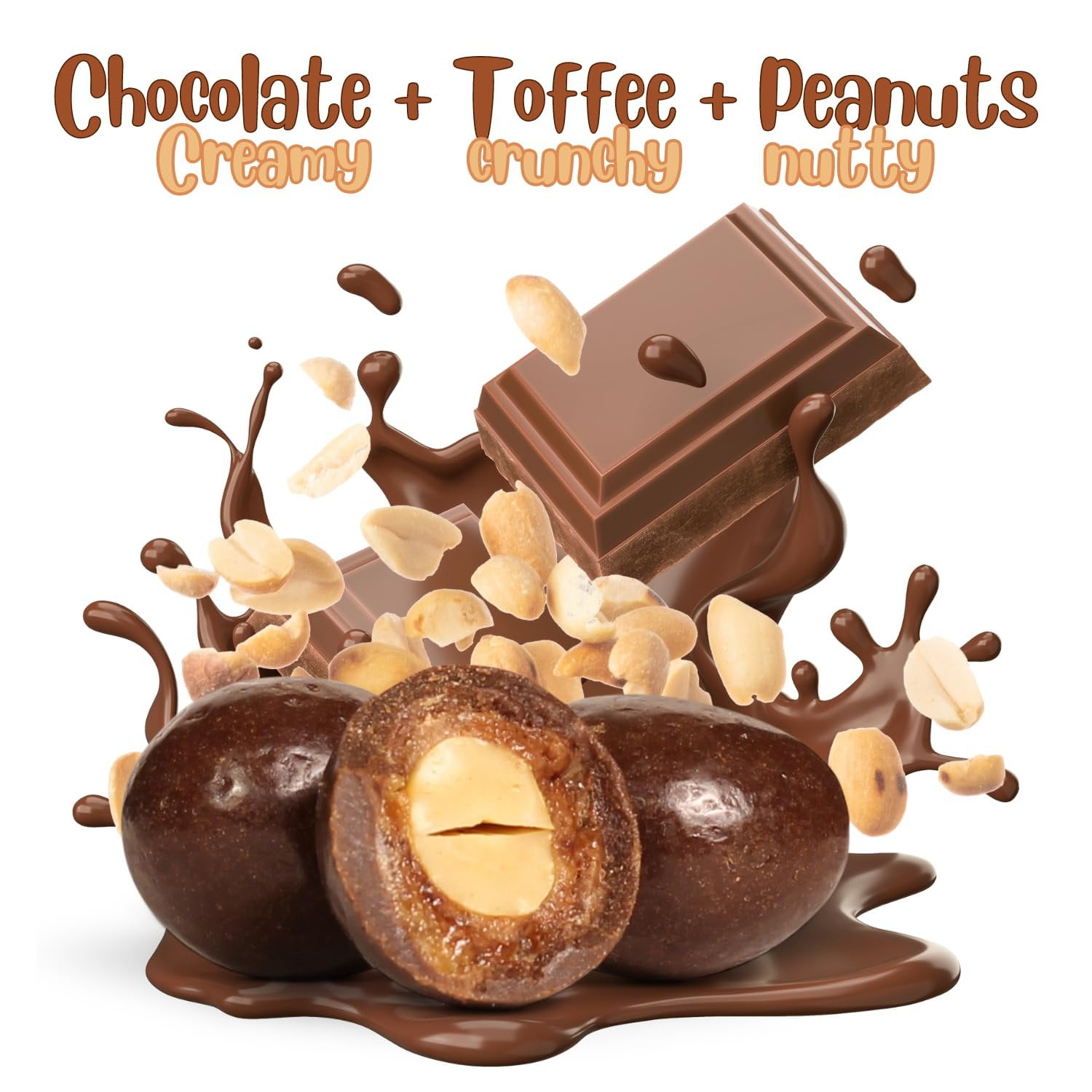 Milk Chocolate Toffee Coated Peanuts by It's Delish, 48 OZ Jumbo Container  Milk Chocolate Covered Candy Nuts Bulk Peanut Chocolates Sweet & Crunchy Nut Snack  Kosher Dairy