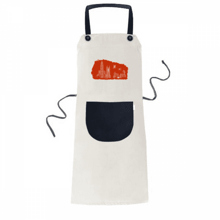 

Econocs Town China Canton Apron Adjustable Bib Cotton Linen BBQ Kitchen Pocket Pinafore