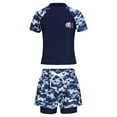 thumbnail image 5 of Alvivi Kids Boys Rash Guard Swim Trunks And Shirt Tankini Set 2 Piece Swimsuit Bathing Suit Camouflage Blue XXL/130, 5 of 8