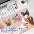 thumbnail image 4 of Long Mouse Pads for Desk,Pink French Bulldog Flowers Florals Desk Mats on Top Of Desks, Desk Mouse Pad Extra Large with 3mm Non-Slip Base and Stitched Edge for Gaming,Office,Work,Home 31.5"x11.8", 4 of 6