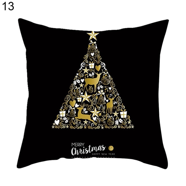 Funda de almohada con estampado de ciervos, funda de cojín de poliéster decorativa elástica para el hogar