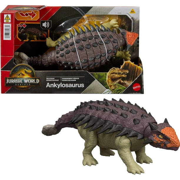 Dinosaurio de juguete Mattel Jurassic World Rebirth Wild Roar Ankylosaurus