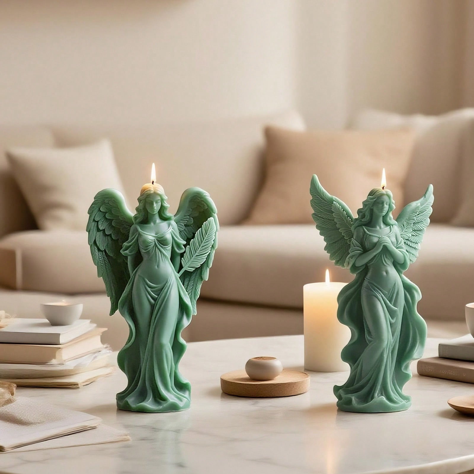 3Pcs Epoxy Resin Casting Molds, Silicone Candle Molds for Candle Making, 3D Angel Girl Silicone Molds, Silicone Craft Molds for DIY Candle Aroma Resin Soap Ornament, Home Decor