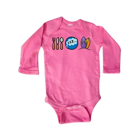 

Inktastic Surfing Eat Sleep Surf Gift Baby Boy or Baby Girl Long Sleeve Bodysuit