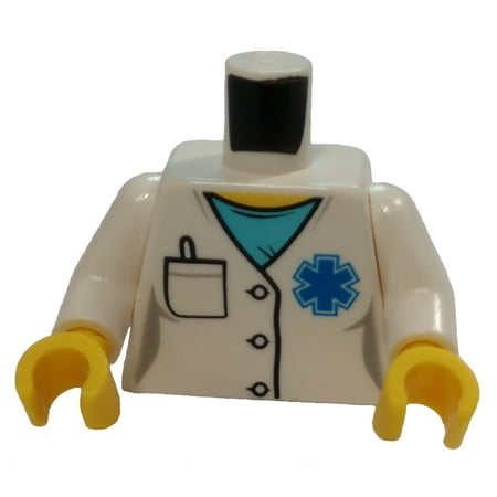 LEGO Hospital Lab Coat, Medium Azure Scrubs, Blue EMT Star of Life Loose (Best Lab Coat Brand)