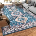 thumbnail image 3 of FairOnly Blue 10'x13'Low Pile Vintage Washable Floral Indoor Area Rug for Bedroom Medallion Non Slip Floor Rug for Living Room Kitchen, 3 of 7