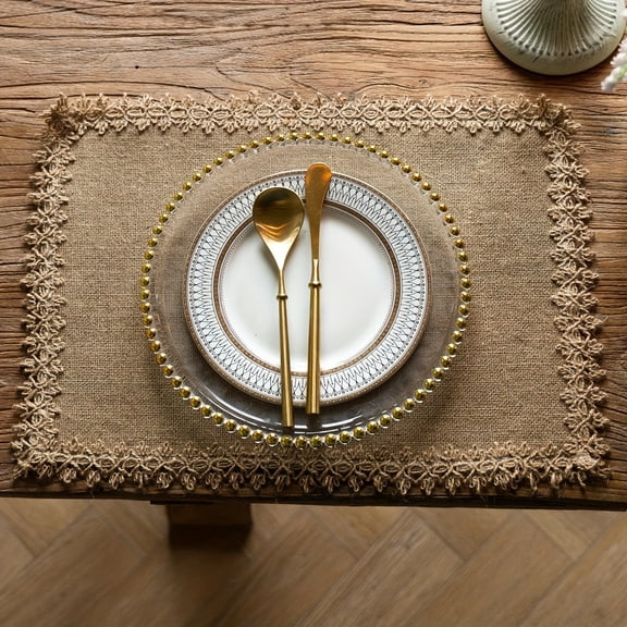 Boho Jute Placemats, Table Decor, Natural Hemp Placemats, Bohemian Style Heat Insulation Table Pad, Retro Style Jute Square/Round Table Mat with Tassel, Dining Decor