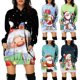 thumbnail image 4 of Vestido con capucha de manga larga con estampado 3D de dibujos animados de muñeco de nieve y Papá Noel informal, 4 of 5