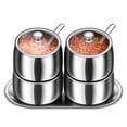 thumbnail image 1 of 4 Grids 304 Stainless Steel Seasoning Containers Set with Lid Spoon and Tray, 1 of 9