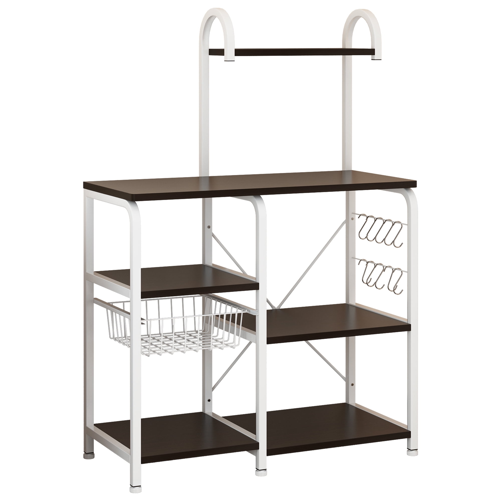 lovemanxi 4-Tier Kitchen Baker's Rack, Free Standing Microwave Oven Stand  Utility Storage Shelf Island Coffee Bar for Living Room, Home Office（Rustic