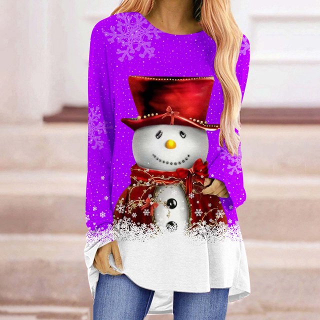 DPTALR Femmes Décontracté Manches Longues Col Rond Chandail Blouse Ample Style Ethnique Rétro Chemises Imprimées