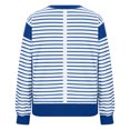thumbnail image 5 of Lenpel Women's Crew Neck Sweatshirts Long Sleeve Striped Color Block Side Split Pullover Tops Loose Fashion Outfits, 5 of 7