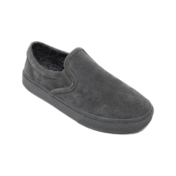 Minnetonka Mens Alden Leather Slip on Slipper Shoes Gray 13 Medium (D)