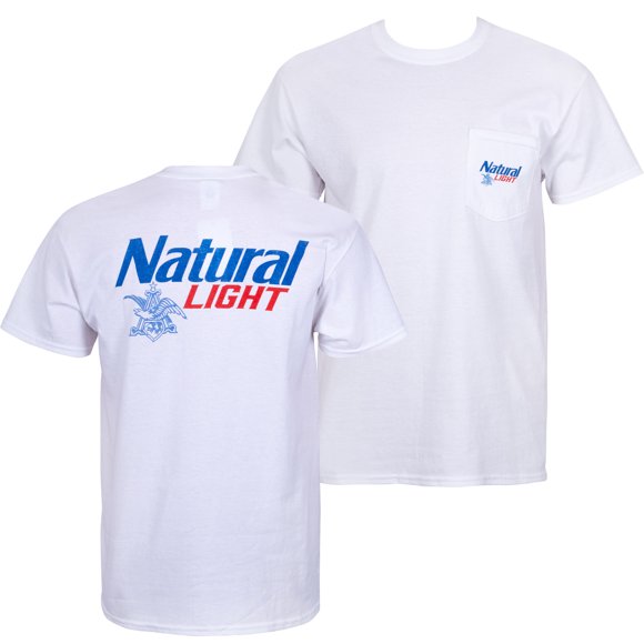Natural Light Men's White Pocket T-Shirt-Medium