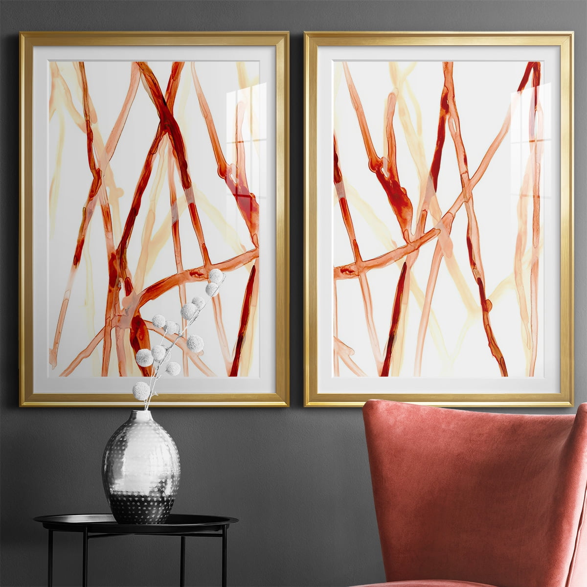 Wexford Home Runnel V Premium Framed Print, 30.5" x 42.5" - Ready to Hang, Gold (Set of 2)