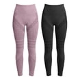 thumbnail image 3 of felwors 2 Pack High Waist Compression Leggings Women Seamless Solid Yoga Pants Workout Fitness Dark Purple for Size L, 3 of 3
