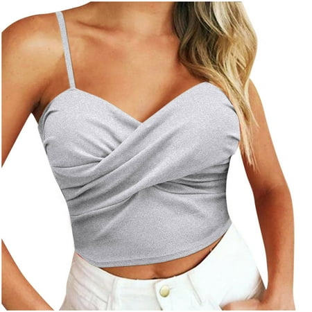 Fengqque Sexy Womens Lace V-Neck Sleeveless Shirt Casual Workout Sports Bra Tank Tops