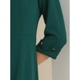 thumbnail image 5 of DARING DIVA Elegant Boat Neck 3/4 Sleeves Midi Split Sheath Dress S Deep Green, 5 of 6