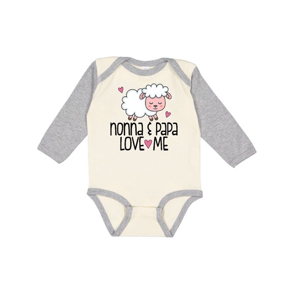 Inktastic Nonna and Papa Grandchild Lamb Boys or Girls Long Sleeve Baby Bodysuit