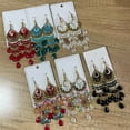 thumbnail image 5 of Boho Long Teardrop Beaded Tassel Dangle Earrings for Women Gold-Toned Bohemian Crystal Beads Fringe Dangling Drop Statement Earrings Enamel Flower Link Piercing Fish Hook Native Tribal Ethnic Jewelry, 5 of 12