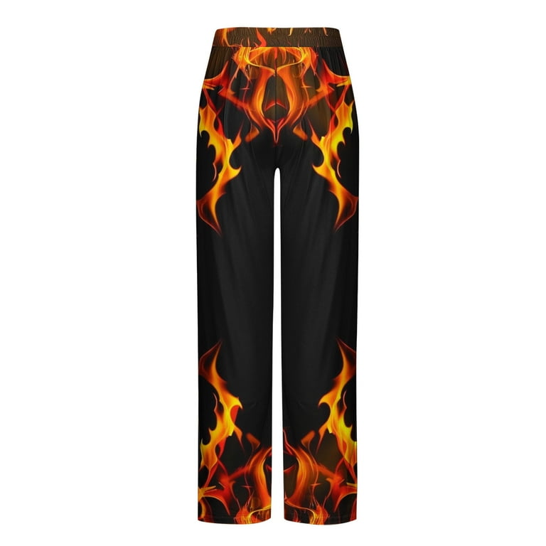 YLSDY Men's Flame Print Pants Loose Fit Jogger Pants Comfy Summer