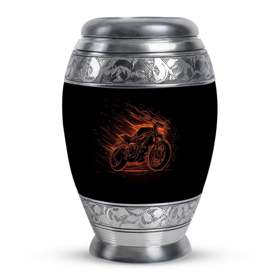 KARYLIZ Motorcycle Urns - Cremation Urn For Ashes Adult Male - Black Urns For Human Ashes Adult Female - Decorative Memorial Urn for Man - Funeral For Adult Ashes Women (Size - 10 Inch)