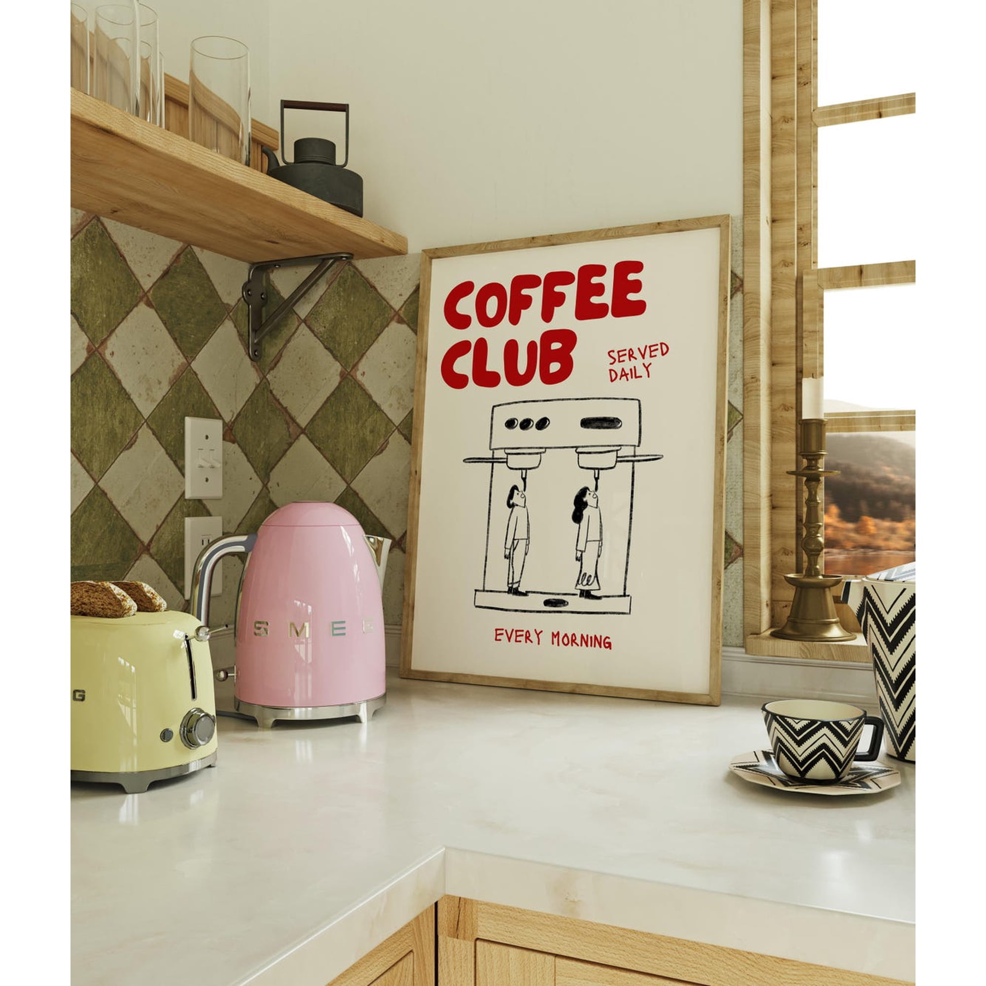 Retro Coffee Print Kitchen Wall Art