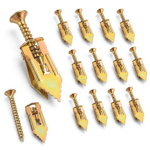 20 Pcs Self Drilling Drywall Anchors with Screws Kit,Wall Anchors and Self Tapping Screws Heavy Duty,No Drill or Holes in Wall,Zinc Plated Steel,for TV Shelf Straps Bike Cabinets