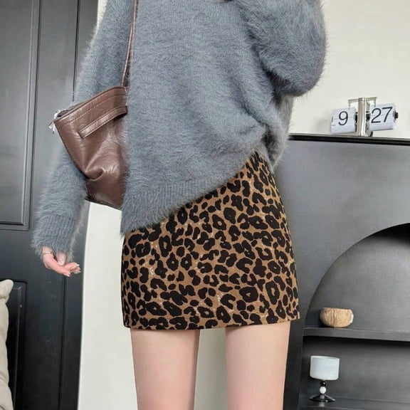 Leopard Print High-Waisted Mini Skirt For Women, Bodycon Fit